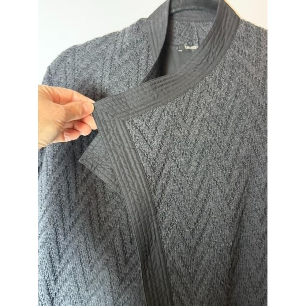 Lafayette 148 New York Cardigan Womens L Gray Merino Wool Open Front Sweater - Picture 3 of 13
